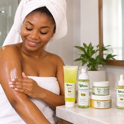 Application de la crème corporelle au curcuma