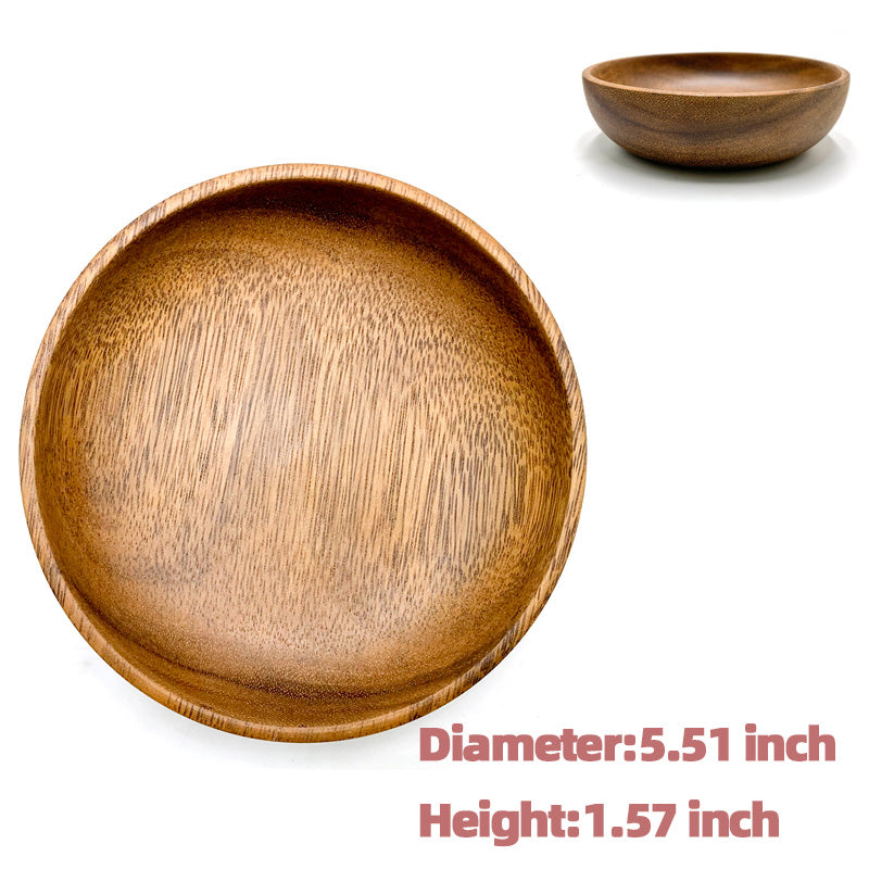 Ensemble de plat et assiette en bois d'acacia 4