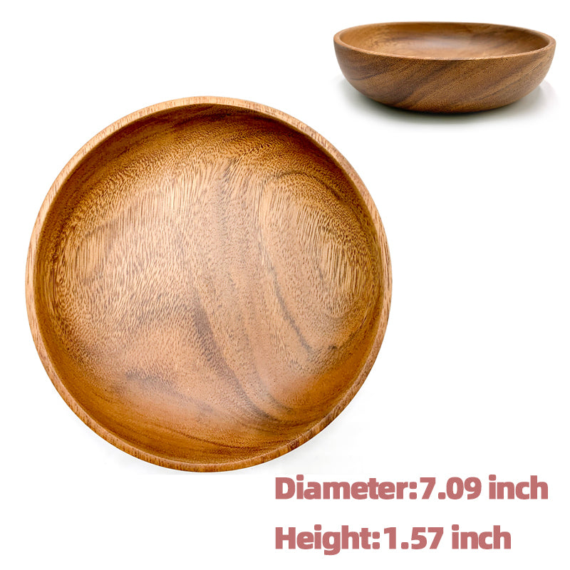 Ensemble de plat et assiette en bois d'acacia 6
