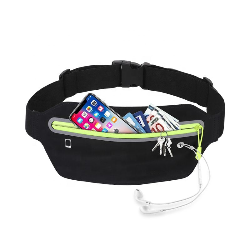 ceinture avec poche avant sac pour course, randonnée, cyclisme (Black)