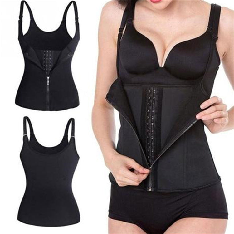 Gaine en néoprène double fermeture avec bretelle (L, Black)
