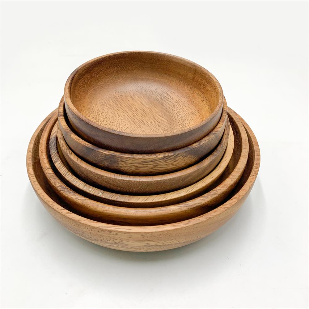 Ensemble de plat et assiette en bois d'acacia
