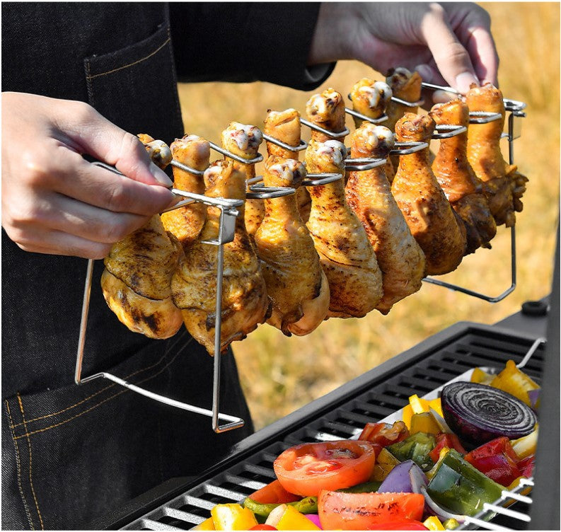 Grille portable  14 clips en Fente En Acier Inoxydable pour BBQ (2pcs)